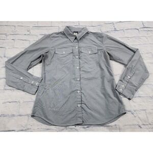 Patagonia Hiking Shirt WOMENS 4 Overcast Gray Button Long Sleeve Outdoors UPF